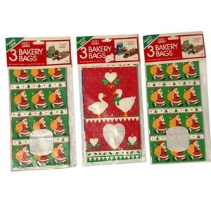Vintage 1988 Christmas Bakery Bags Lot Of 3 Jeanmarie Holiday Gift New Old Stock